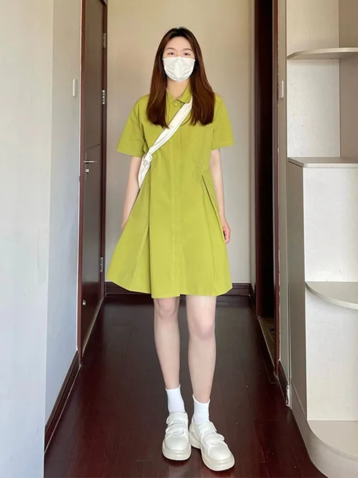 Korean Style A Line Shirt Dress - plus Size Collar Dress Women Loose