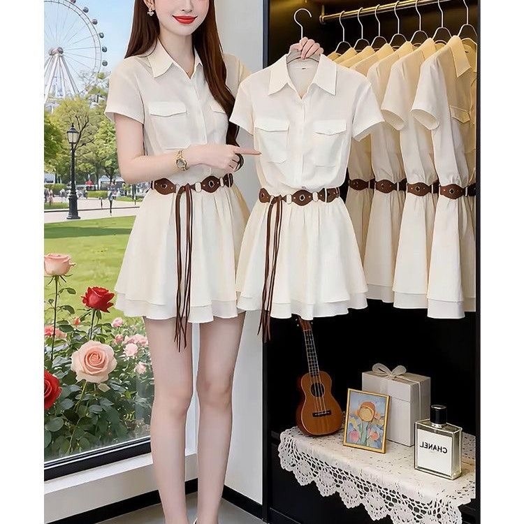 Korean Style Short Sleeve Shir - огляд і ціна Korean Style A Line Shirt Dress