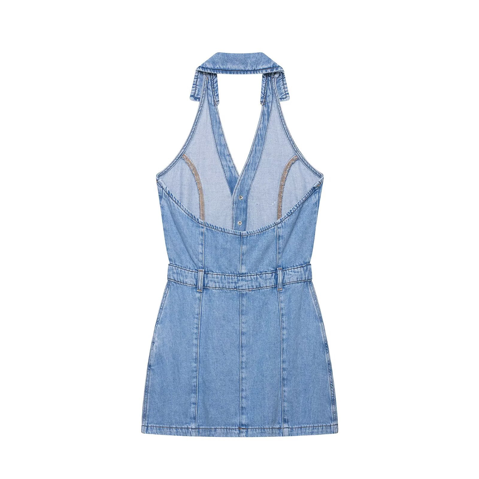 Y2K Halter Denim Mini Dress Wo - огляд і ціна Y2K Backless Halter Mini Dress
