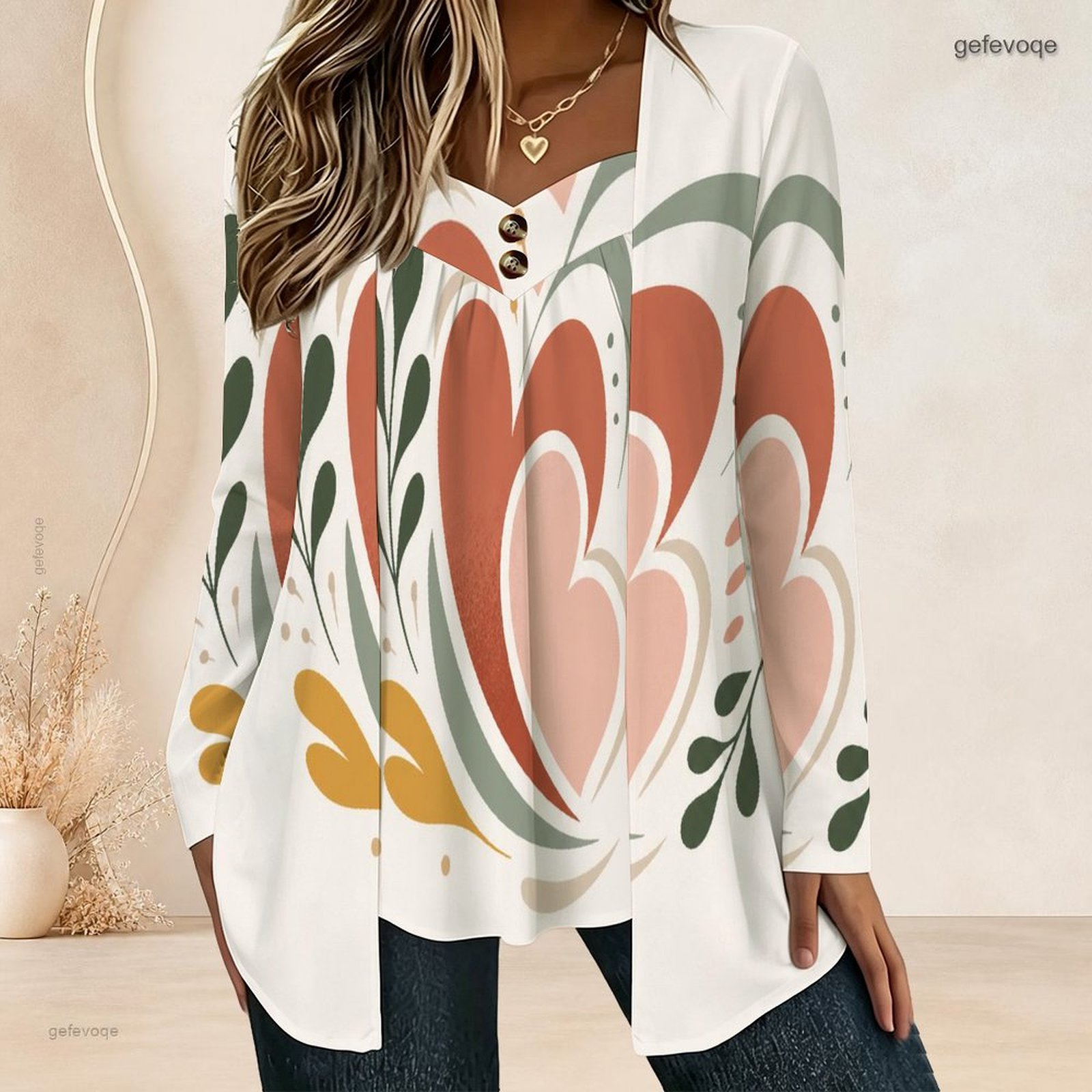 Women Fake Two Piece Long Slee - огляд і ціна Blouses