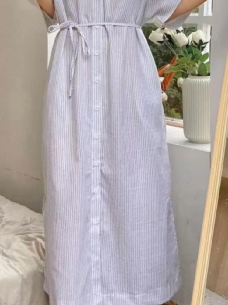 Summer Vintage Striped Linen S - огляд і ціна Casual Loose Linen Shirt Dress