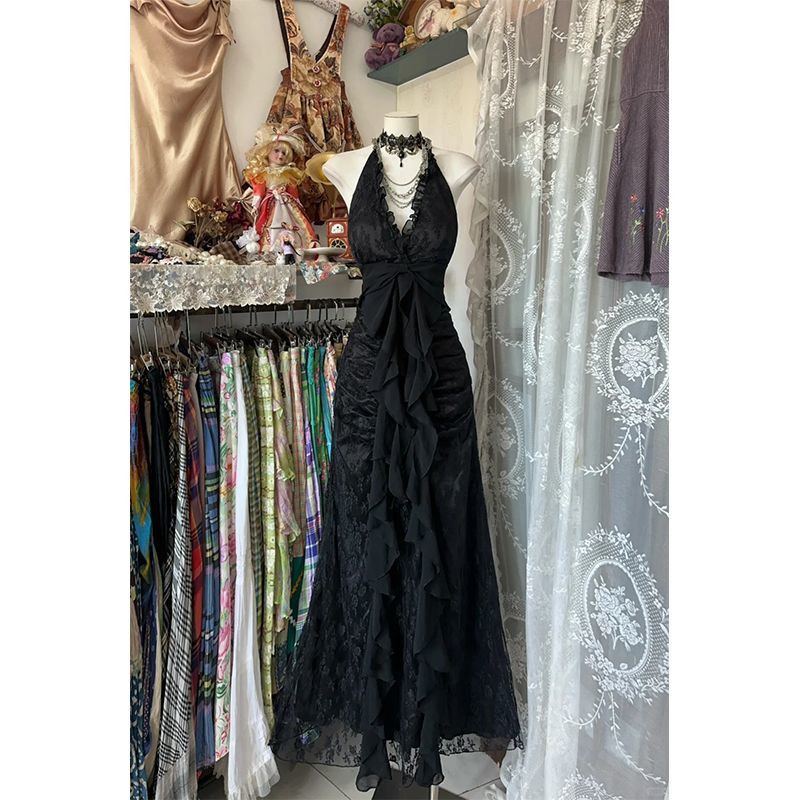Y2k Vintage Halter Sleeveless  - огляд і ціна Y2K Backless Halter Mini Dress