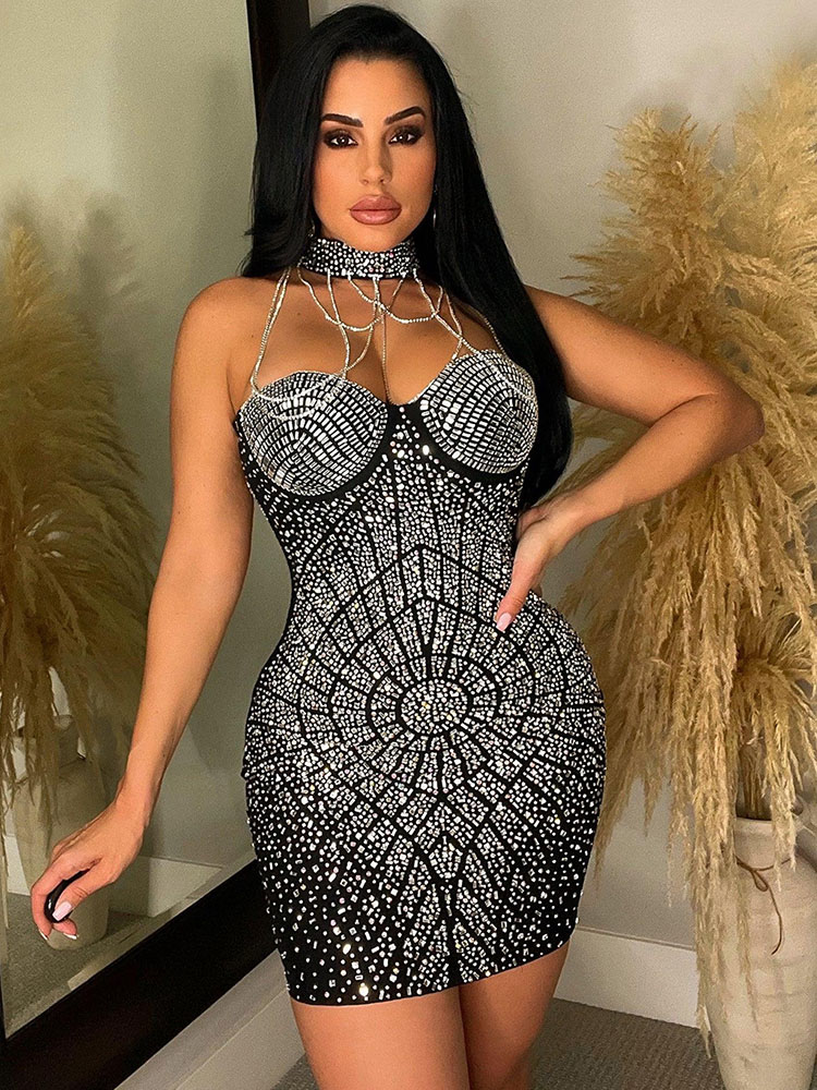 Doyerl Sparkly Rhinestones Dia - огляд і ціна Sparkly Rhinestone Club Party Dress