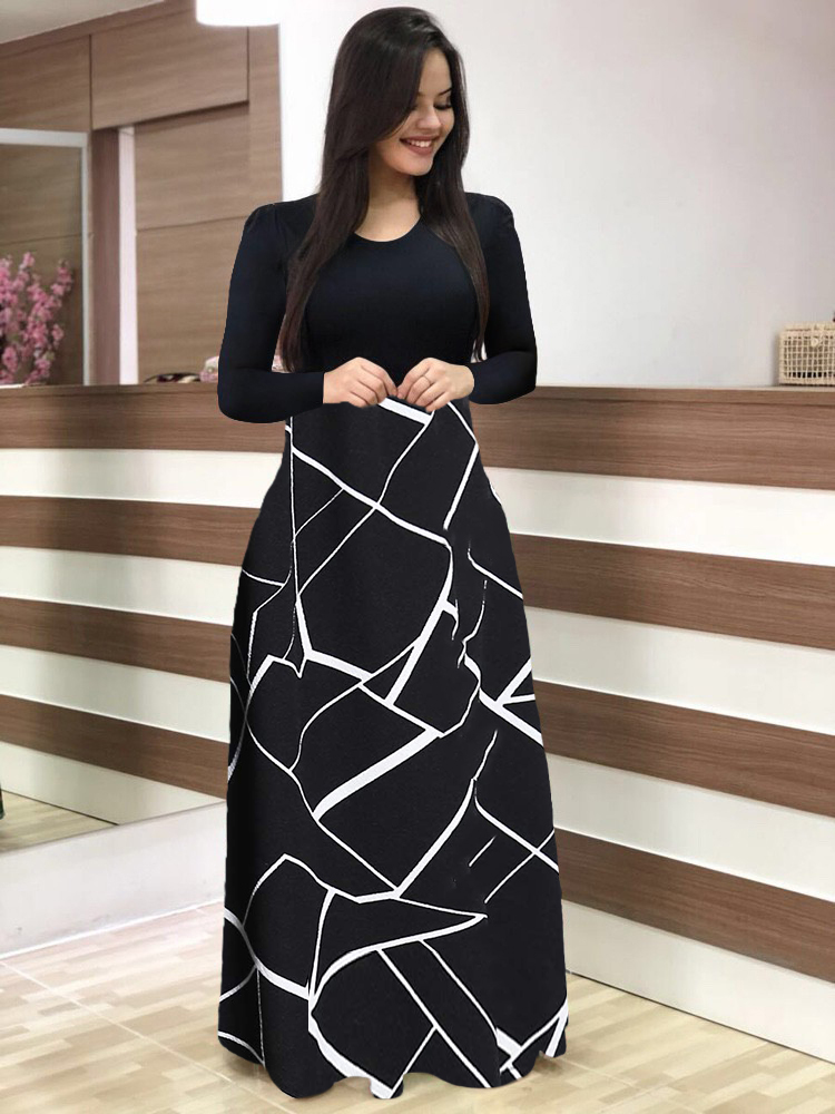 Elegant Black White Simple Pri - огляд і ціна French Vintage Floral Midi Dress