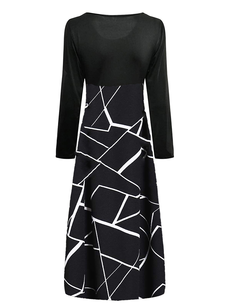 Elegant Black White Simple Pri - огляд і ціна French Vintage Floral Midi Dress
