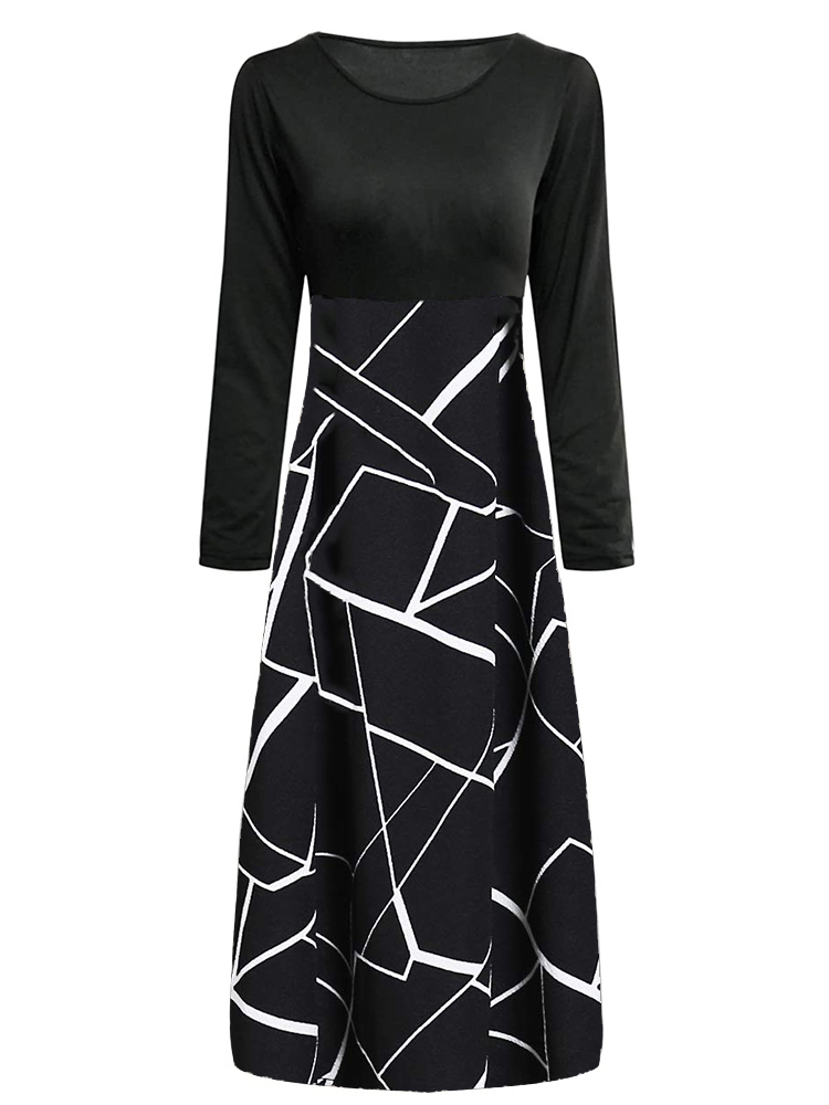 Elegant Black White Simple Pri - огляд і ціна French Vintage Floral Midi Dress