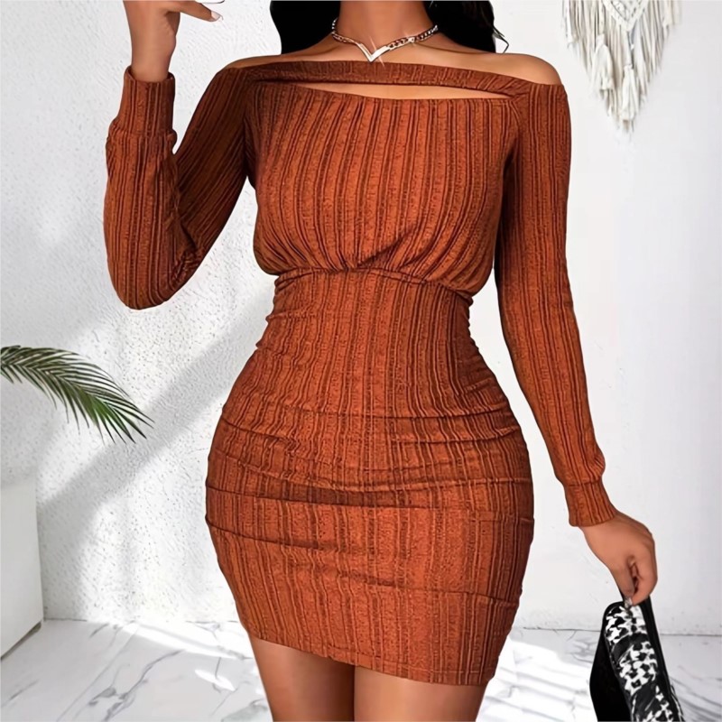 Women's Fashion Dress Spring A - огляд і ціна Bodycon Long Sleeve Ribbed Dress