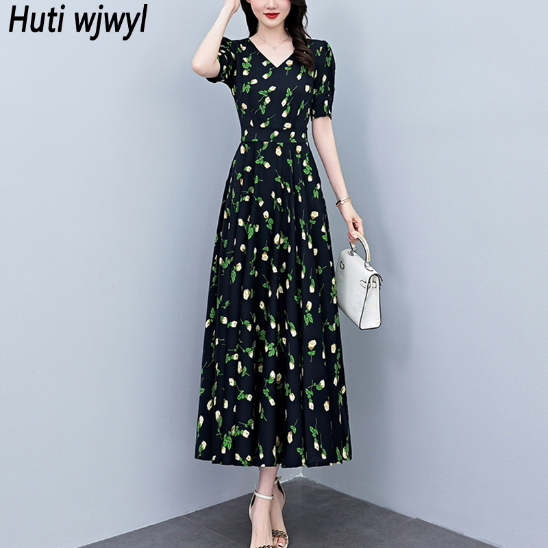 Summer Short Sleeve  Bodycon L - огляд і ціна French Vintage Floral Midi Dress