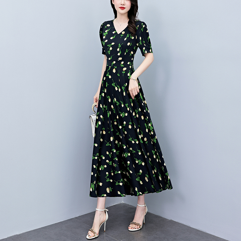 Summer Short Sleeve  Bodycon L - огляд і ціна French Vintage Floral Midi Dress
