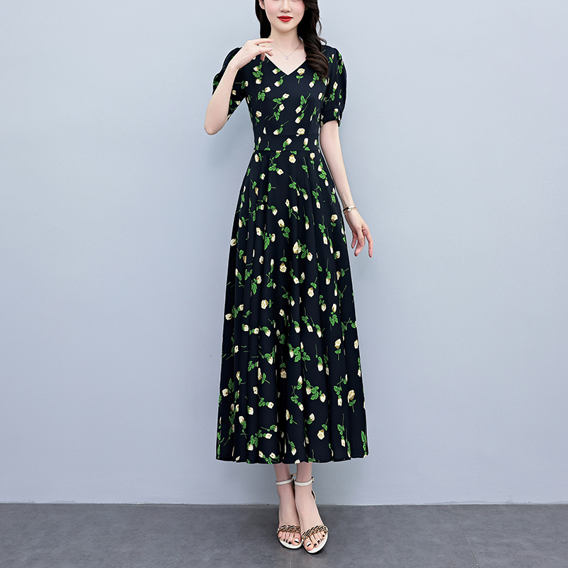 Summer Short Sleeve  Bodycon L - огляд і ціна French Vintage Floral Midi Dress