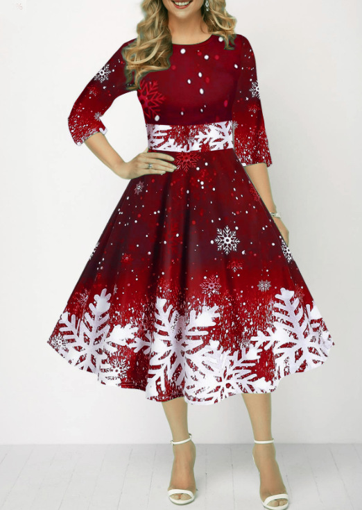 Winter Christmas Dresses Women - огляд і ціна French Vintage Floral Midi Dress