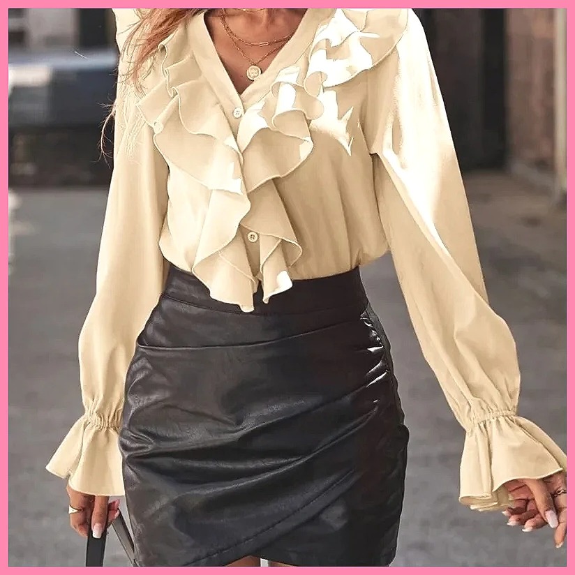 2025 Fashion V-Neck Ruffle Fla - огляд і ціна Blouses