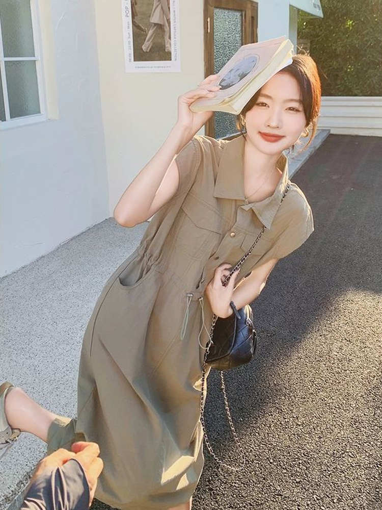 Slimming plus Size Korean Styl - огляд і ціна Korean Style A Line Shirt Dress