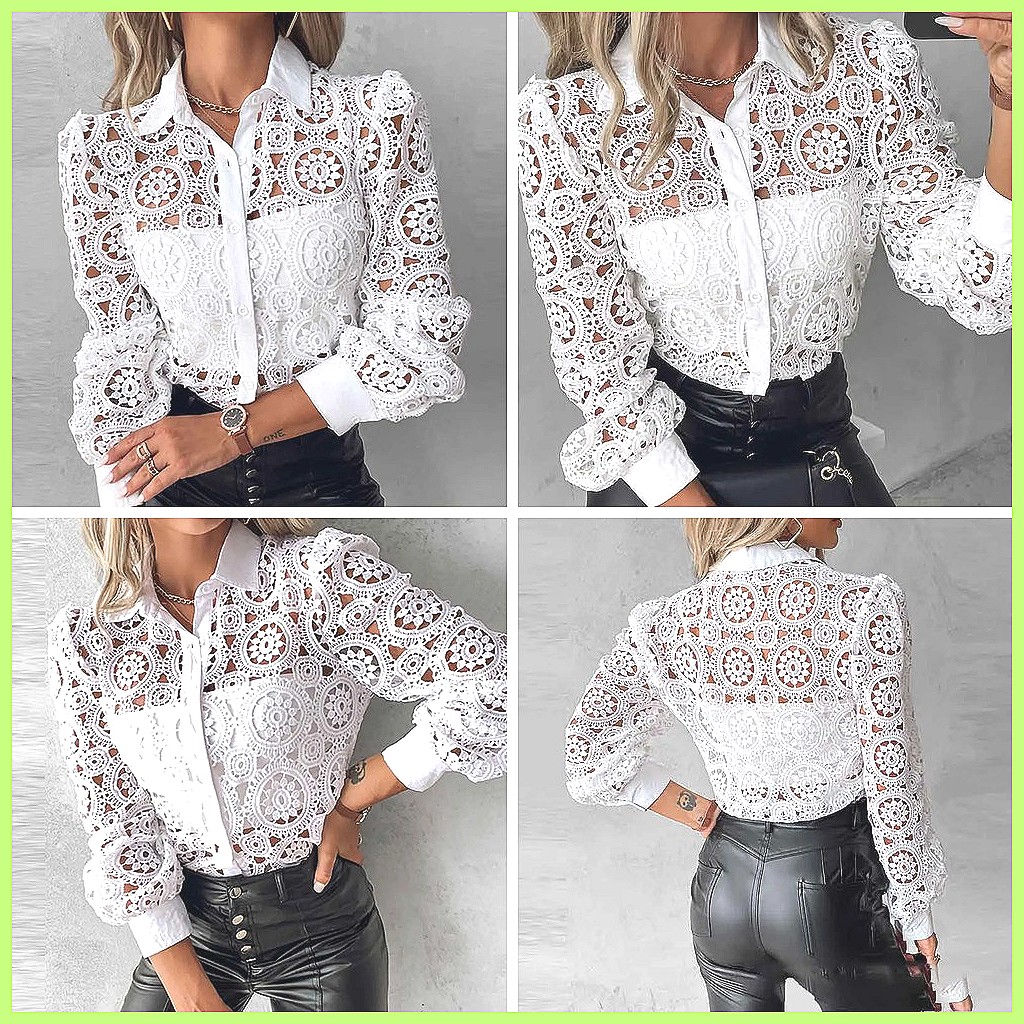 2025 Women's White Lace Shirt, - огляд і ціна Blouses