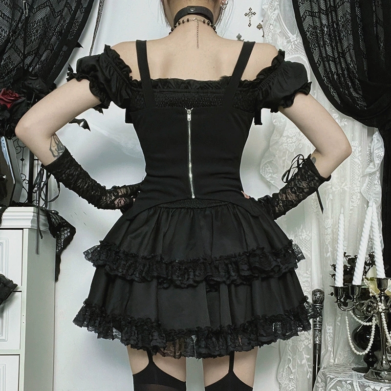 Goth Dark E-girl Kawaii Lace S - огляд і ціна Y2K Backless Halter Mini Dress